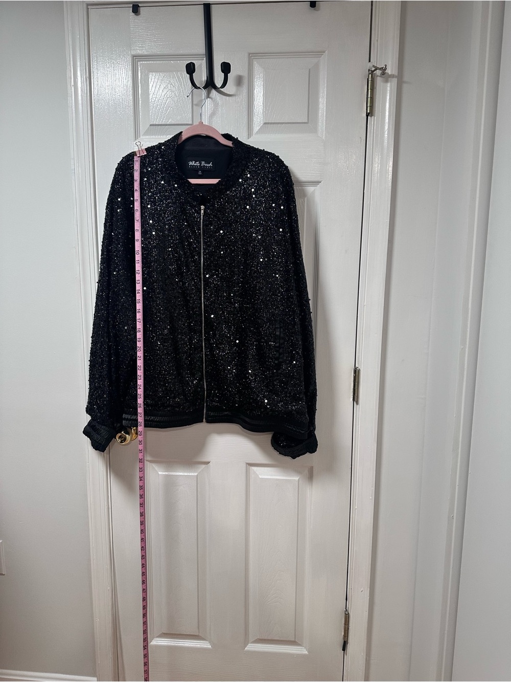 White House Black Market Black Sequin Bomber Jacket
